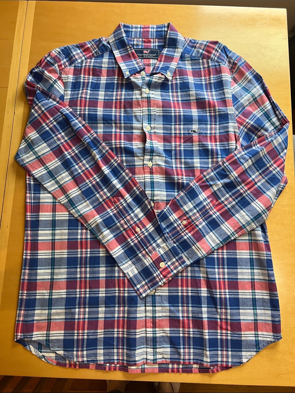 Vineyard Vines Red, Blue & White Plaid Button-Down Shirt